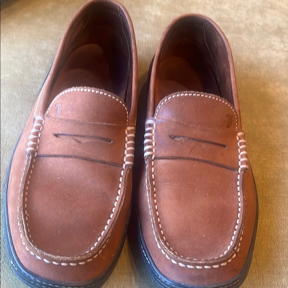 Tod's Men’s Brown Slip-On Loafers with Penny Keeper Strap